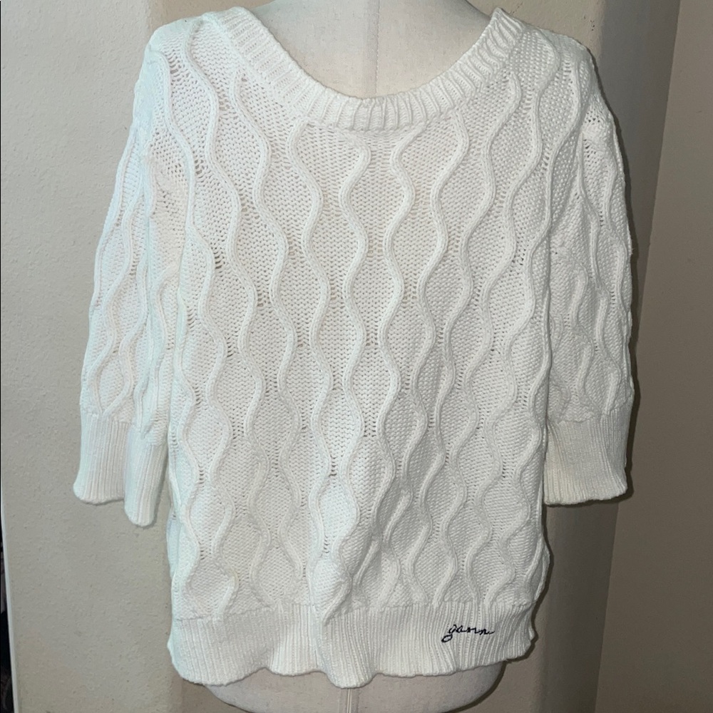 Ganni Cream Cable Knit Sweater